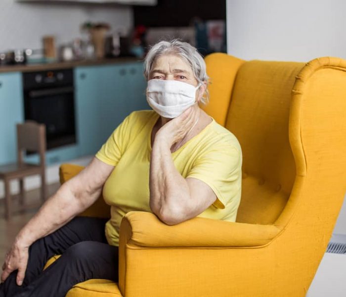 Senior,Old,Woman,In,Mask,Quarantine,Europe.,Elderly,At,Risk